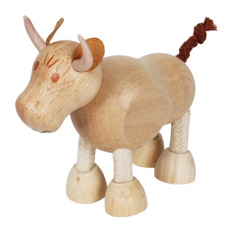 Wooden farm animal figures in a box, developmental toys for preschool interactive play