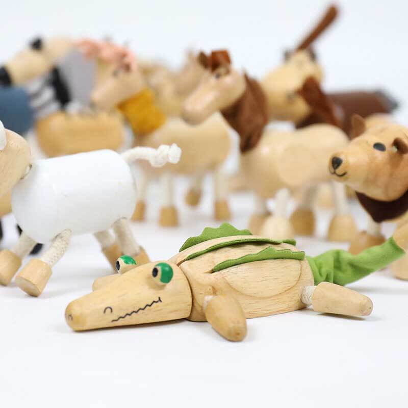 Colorful wooden farm animal figures for baby & toddler educational play, develop fine motor skills
