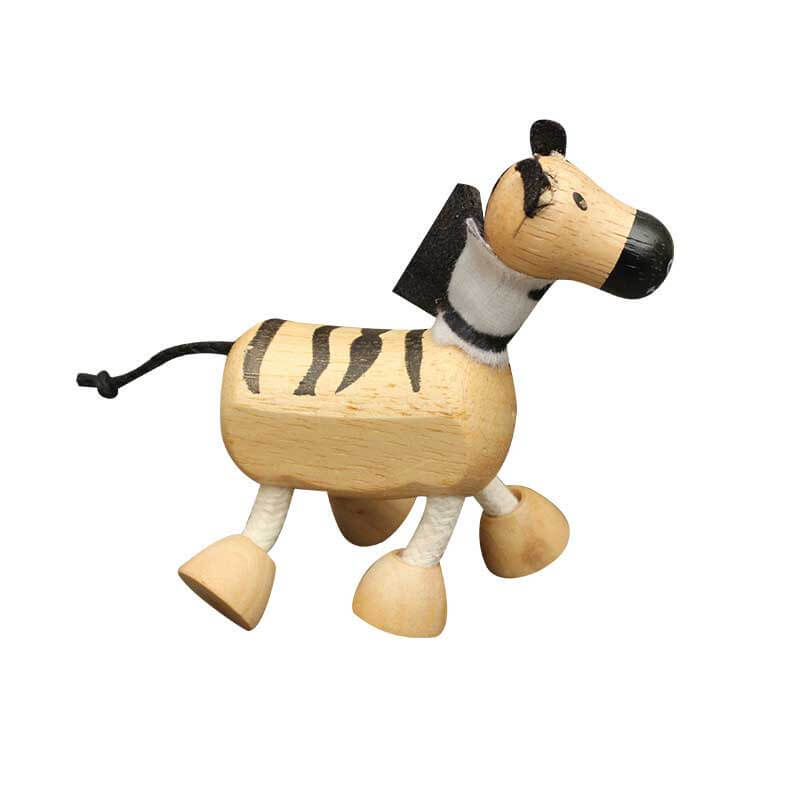 Child playing with wooden animal figures, demonstrating interactive educational toy use