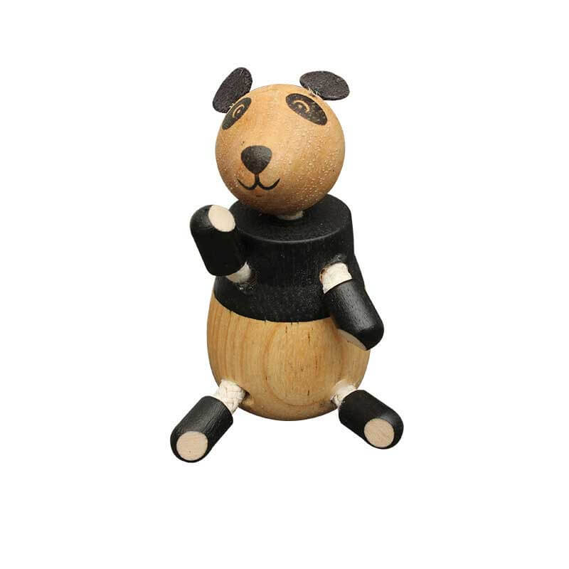 Hand holding a wooden lion figure, highlighting the size and quality of educational kid gifts