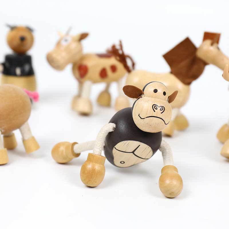 Wooden elephant figure for kids' educational safari animal toy set, promotes imaginative play