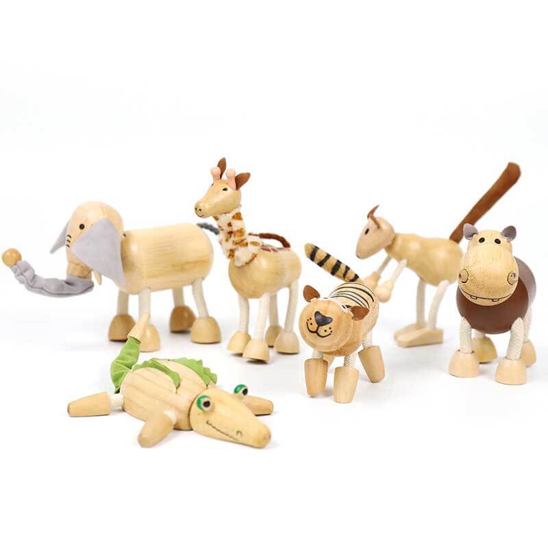 Wooden lion figure, durable toddler toy for interactive play, part of animal figure gift set