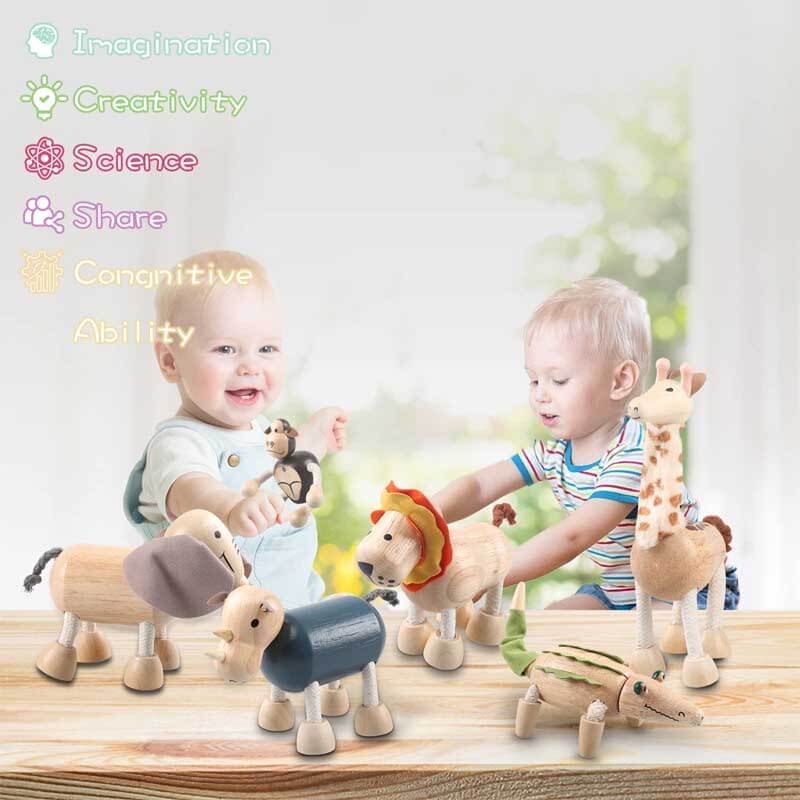 Wooden cow figure, farm animal toy for preschool, encourages imaginative role-playing games
