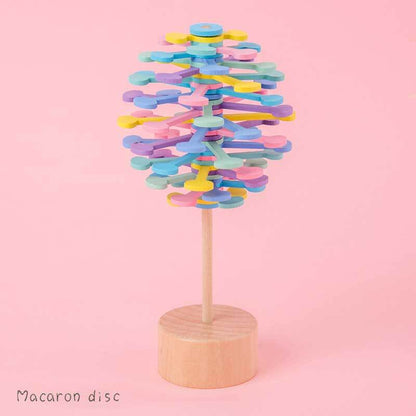 Unisex stress relief spinning lollipop toy, a fun and engaging fidget gadget made from wood.