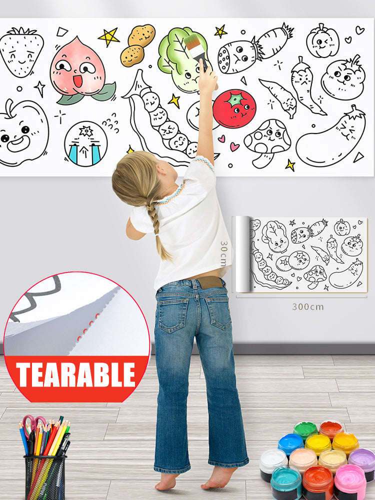 Unisex XXL self-adhesive coloring roll for kids; educational drawing toy fosters creative play, screen-free fun
