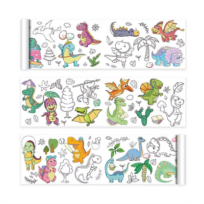 XXL unisex coloring roll with self-adhesive backing, perfect for kids' art projects and screen-free entertainment
