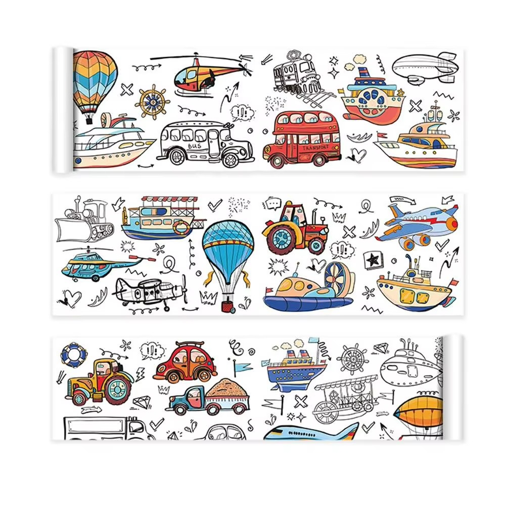 Self-adhesive coloring activity paper roll, XXL size, for kids' creative play and artistic expression at home