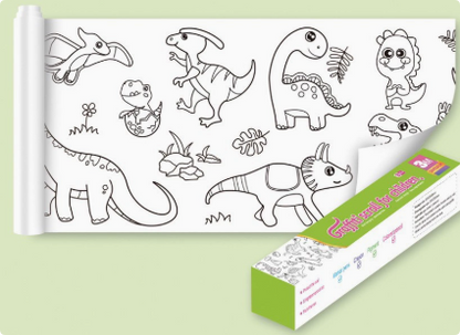 Creative play with an XXL self-adhesive coloring roll, promoting motor skills development in young children