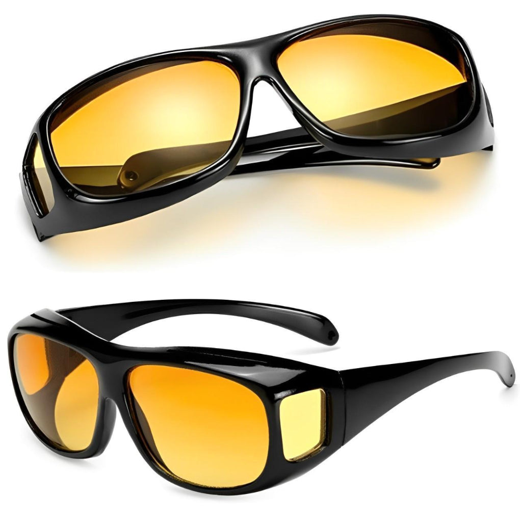 Unisex yellow tint driving glasses for men & women. Anti-glare vision enhancement for safer night driving & eye protection.