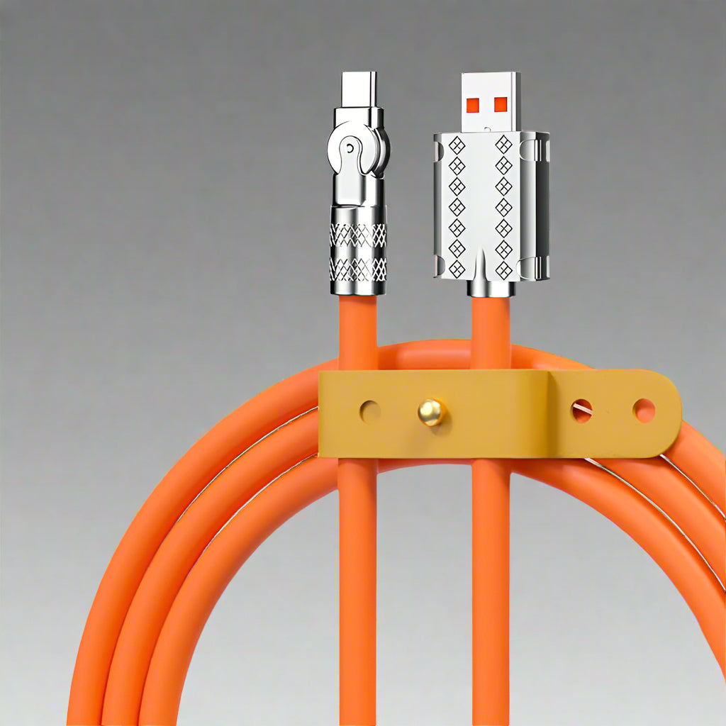 High-speed 120W fast charging & data transfer USB cable with 180° rotating connector, universal.