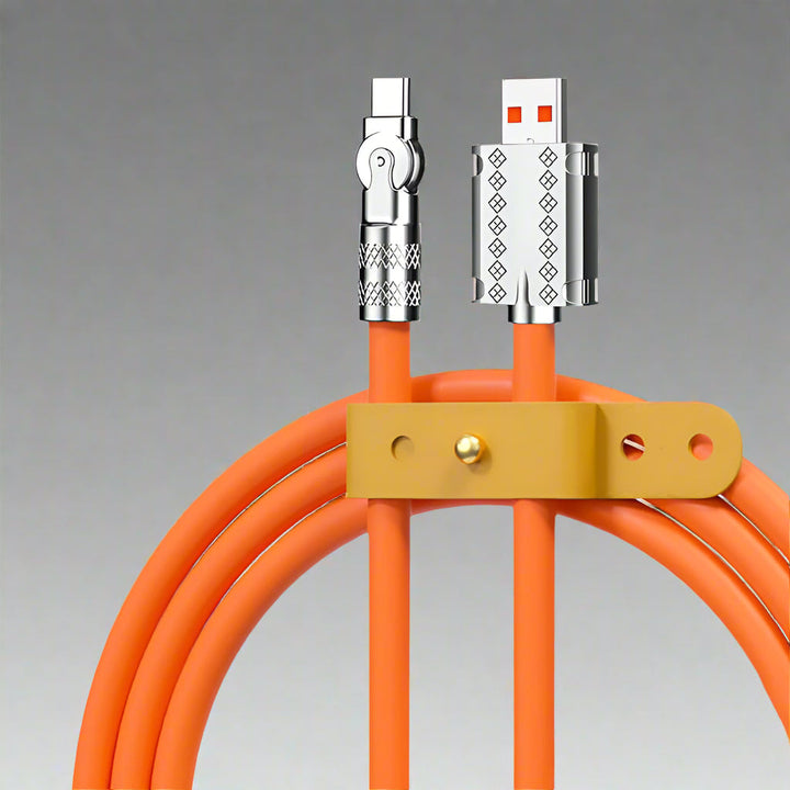 High-speed 120W fast charging & data transfer USB cable with 180° rotating connector, universal.