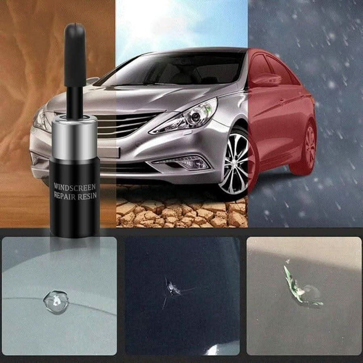 DIY auto glass repair kit fixing windshield chips & cracks, providing a clear, professional finish.