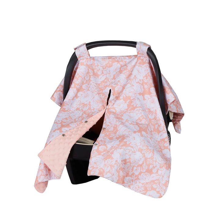 Lightweight universal stroller sunshade with built-in bug net for safe baby travel.
