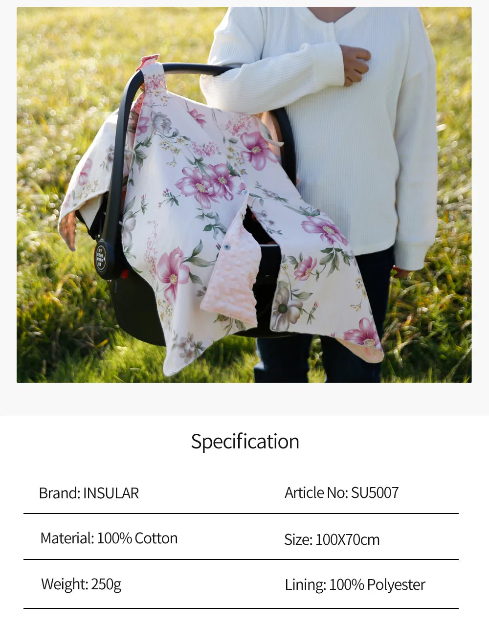 Pink flowers stroller sunshade and mosquito net, ensuring comfort for your baby on the go.