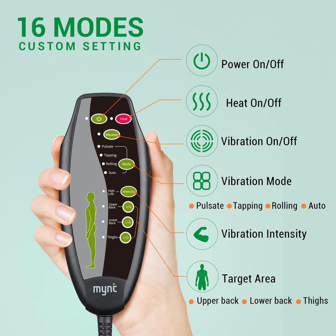 Portable heated car seat massage cushion for back & thighs, offering comfort & relaxation during drives.