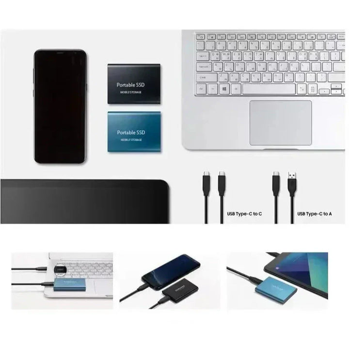 High-speed 128GB universal external SSD for reliable data backup on computer & desktop.
