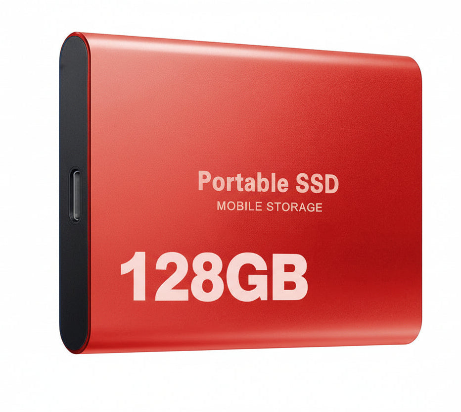 Durable 128GB portable SSD, an essential external hard drive for secure data backup.