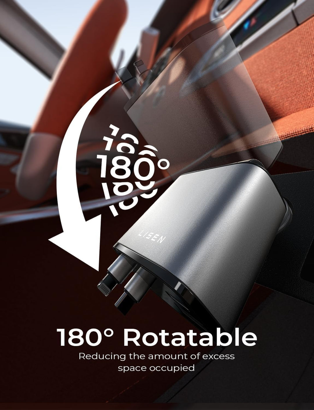 Powerful 69W USB-C car charger with a space-saving retractable cable for all mobile gadgets.