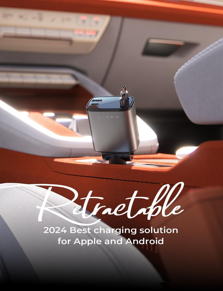 Get fast in-car power with this 69W universal USB-C retractable car charger for phones.