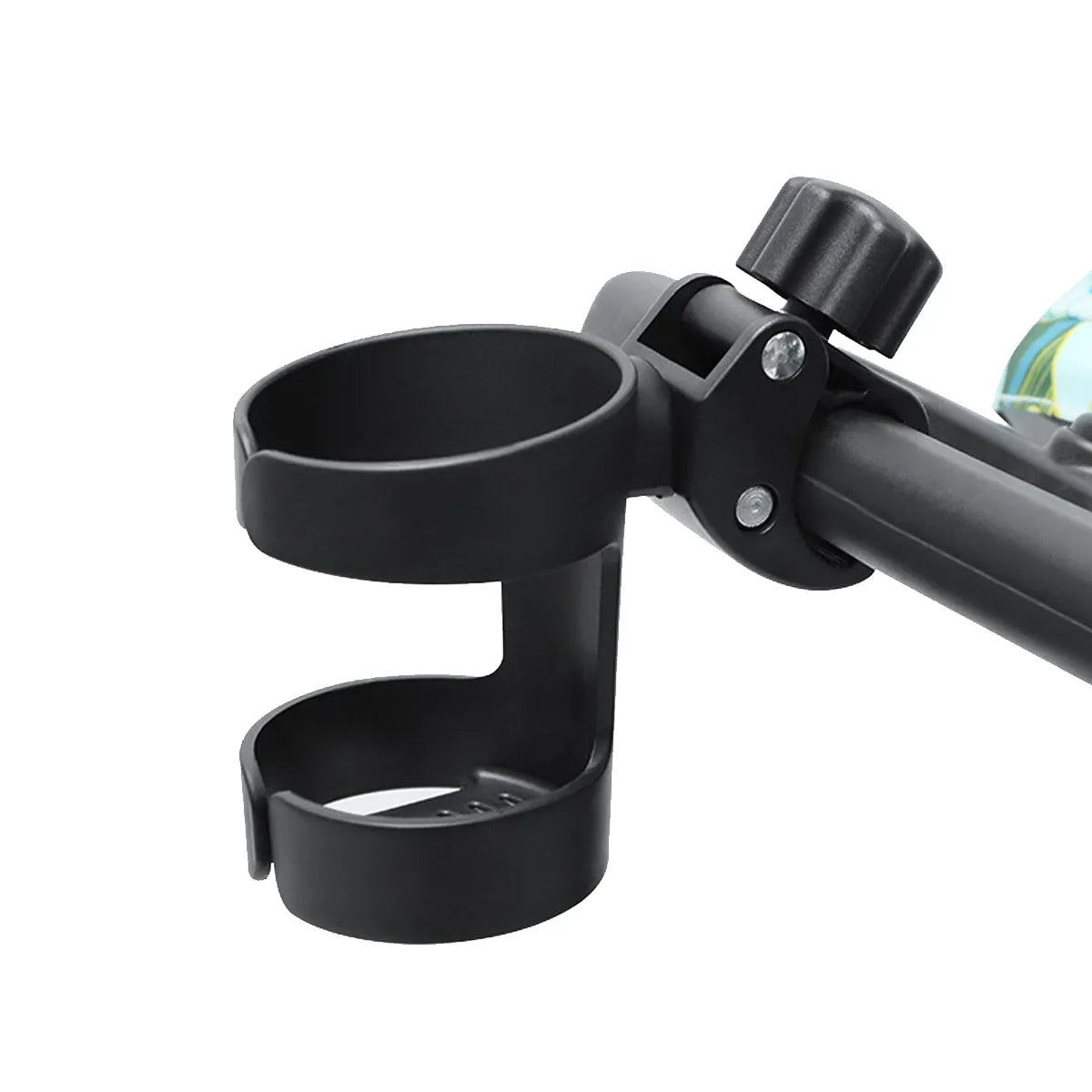 Universal stroller cup holder securely grips baby bottles & drinks for parents on-the-go