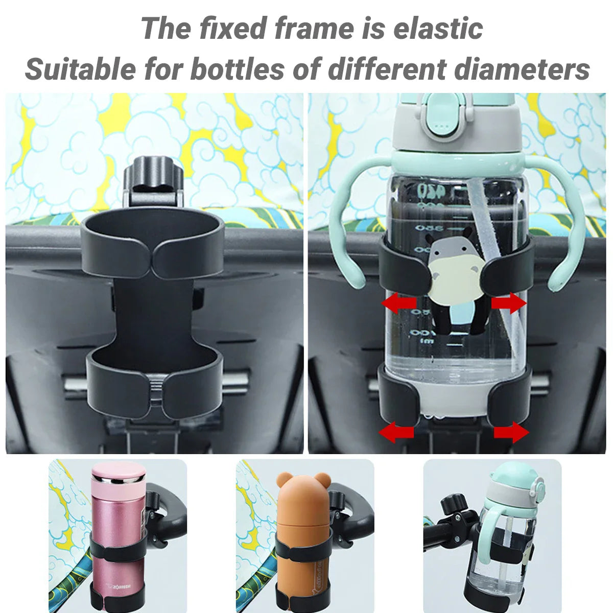 On-the-go essential: Universal stroller cup holder for baby bottles and adult beverages