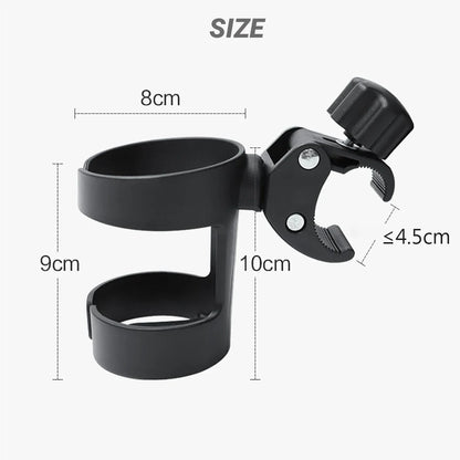 Baby transport cup holder accessory, universal fit for all strollers, holds various drinks