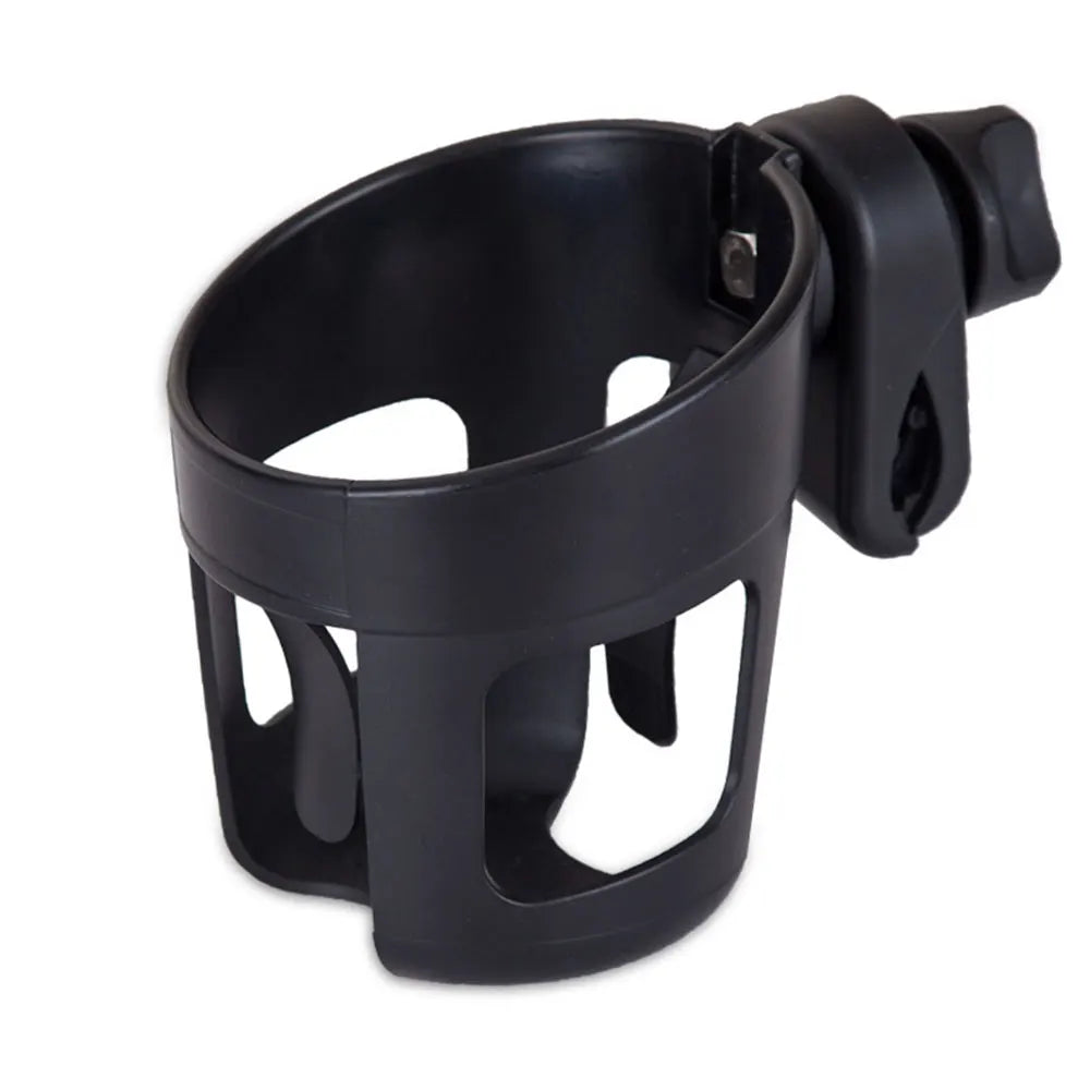 Secure-grip universal stroller cup holder, compatible with most baby transport models.