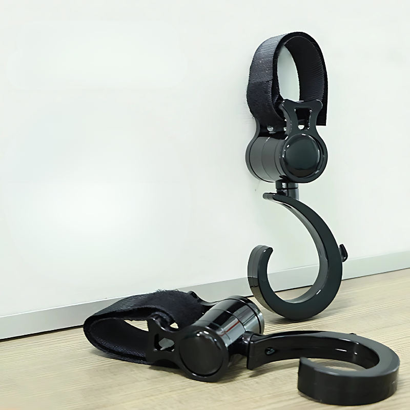 Universal stroller hooks, black, strong & durable, for bags & essentials, infant baby gear organizer