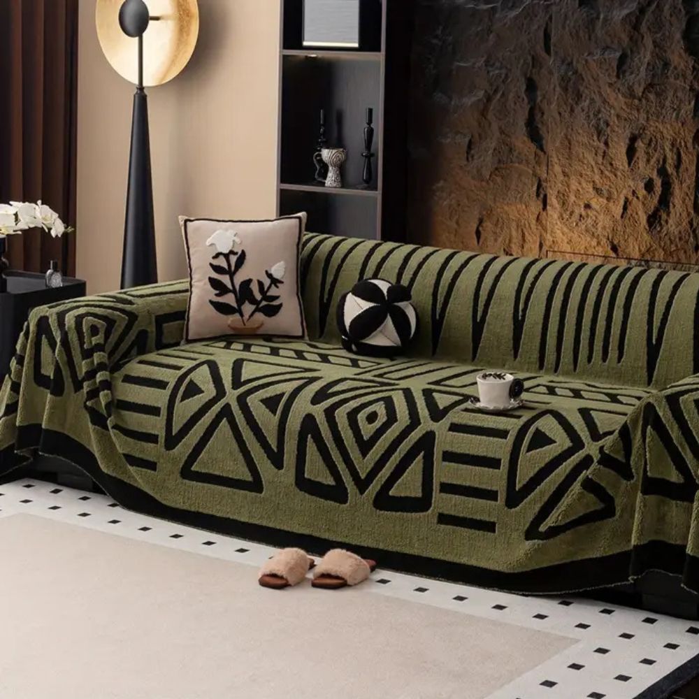 Stylish Urban Maze sofa cover, modern decor for living room, protective & spill resistant couch cover.