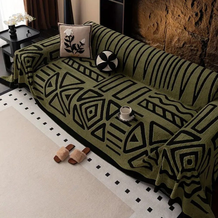 Modern Urban Maze couch cover, protective, pet-friendly & washable, perfect living room furniture protector.