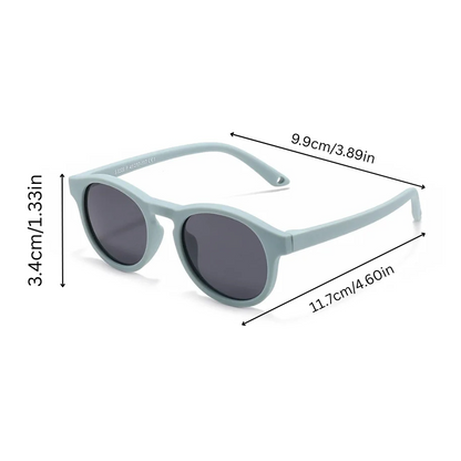 Kids' flexible UV400 polarized sunglasses in black, ideal outdoor gear for boys and girls.