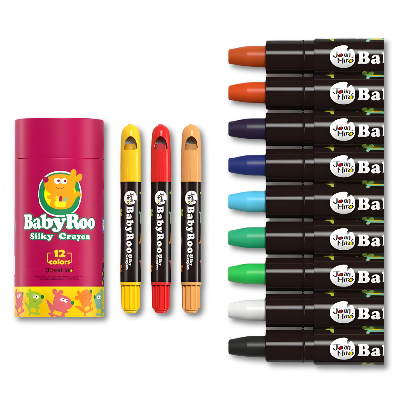 Non-toxic and washable kids' art crayons, blendable and silky for easy use by young artists.