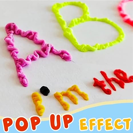 Close-up of 3D Puffy Effect Art Pens, showing bright colors ready for creative drawing and crafts.