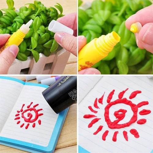 Open box of bright 3D Puffy Effect Art Pens, art supplies for imaginative kids & adults' crafts.