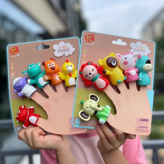 Vibrant animal finger puppets for kids, enhancing imaginative play & storytelling. Great educational toy.