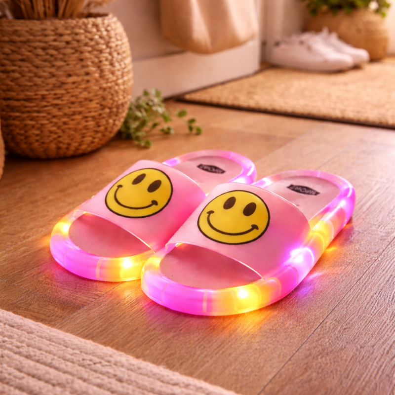 Vibrant blue light-up kids' summer slippers, non-slip PVC for playful toddlers