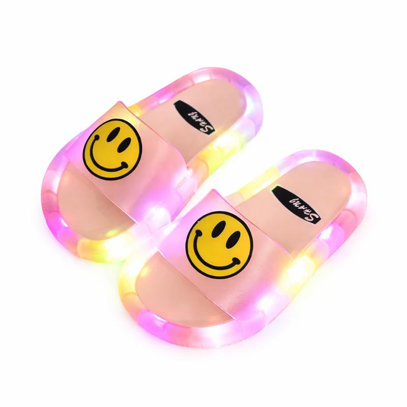 Toddler's light-up non-slip summer slippers in a playful design, durable PVC