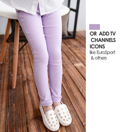 Vibrant child clothing: girls' candy-colored pencil pants with a comfortable elastic waistband.