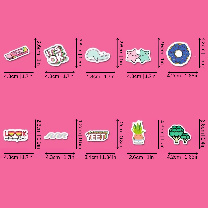 Assorted waterproof graffiti stickers on a white surface, ideal for aesthetic customization & creative projects
