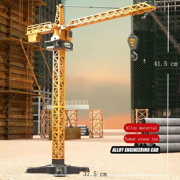 Close-up of a yellow plastic digger from a kids' construction vehicle playset, durable and safe