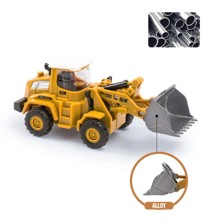 Children playing with a multi-vehicle construction toy set, fostering imaginative building scenarios