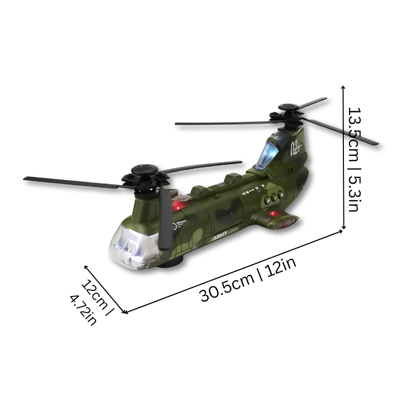 Toddler-friendly helicopter toy featuring colorful lights and playful music for early learning