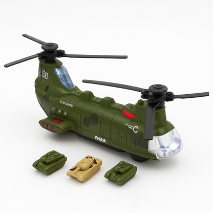 Sensory light-up helicopter toy designed for kids, enhancing imaginative and auditory play