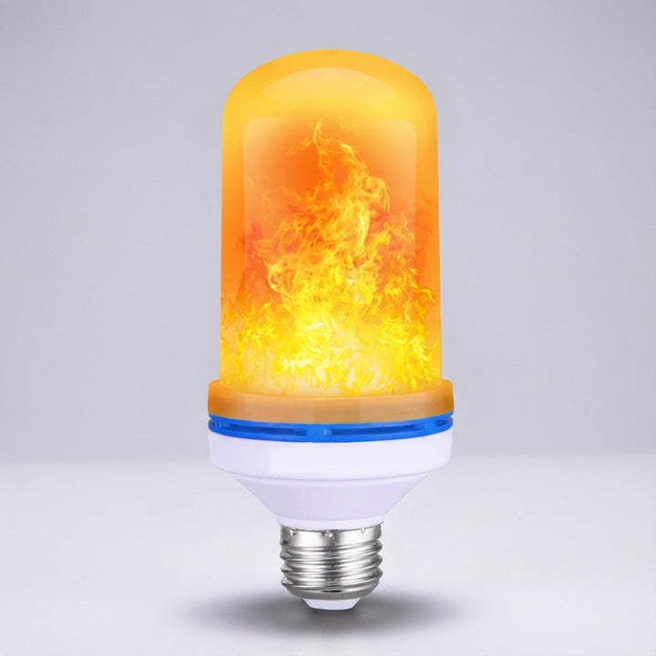 E26 LED flame effect light bulb from Emberelle, delivering captivating ambient lighting for cozy home decor.