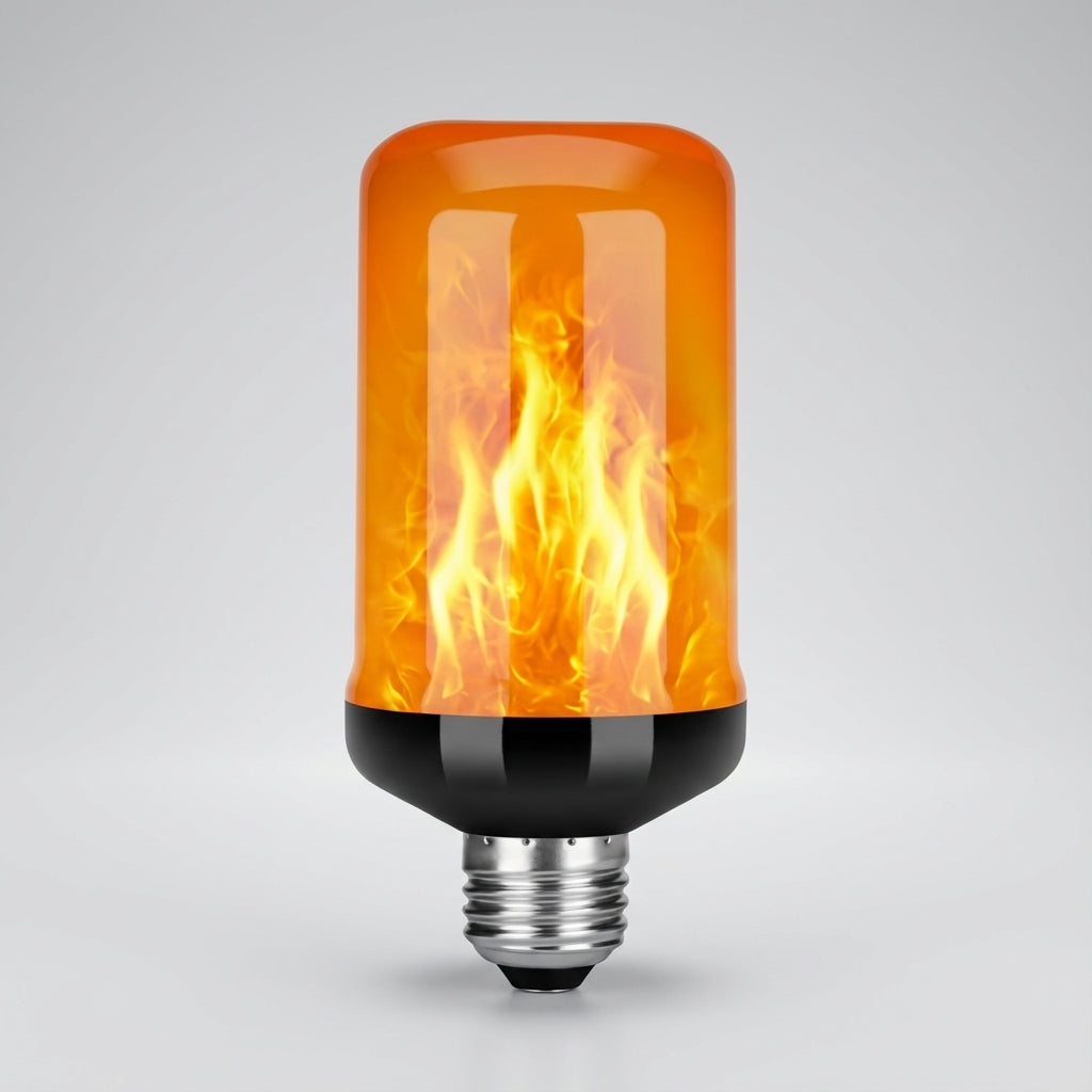 Versatile Emberelle multi-mode LED bulb enhancing home decor with enchanting flame effect and ambient light.