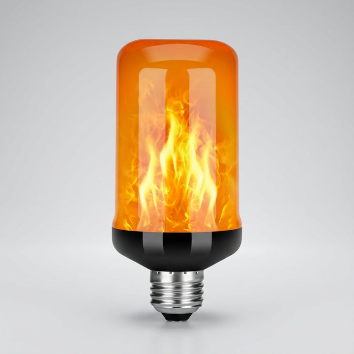 Versatile Emberelle multi-mode LED bulb enhancing home decor with enchanting flame effect and ambient light.