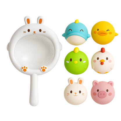 Assortment of unique animal-shaped light-up bath toys, designed for exciting toddler sensory water adventures.