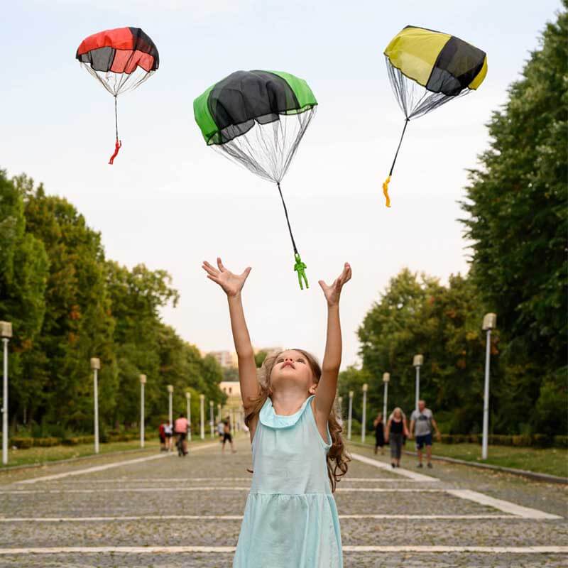 Vibrant multi-color kids parachute toy, perfect for outdoor group play and active fun