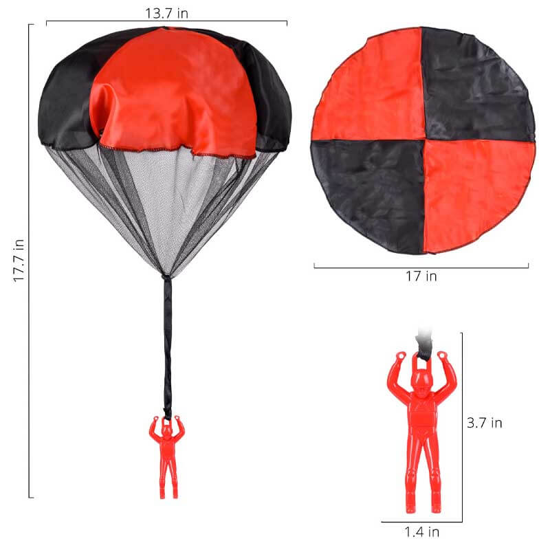 Children's parachute toy in action, demonstrating its fun flying capabilities for all ages