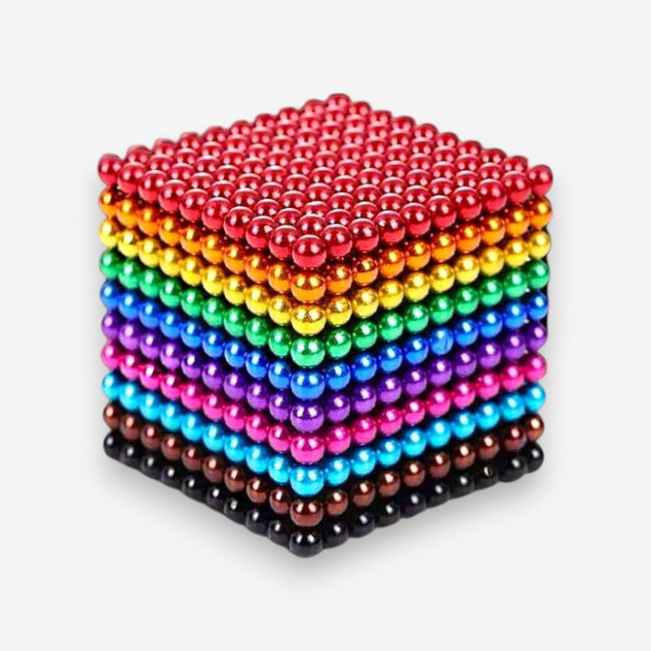 Vibrant multi-colored magnetic balls set for creative building and educational STEM play, perfect fidget or desk toy.